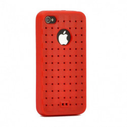 Coque Semi-rigide en Silicone Tressé pour Apple iPhone 4/4S - Rouge