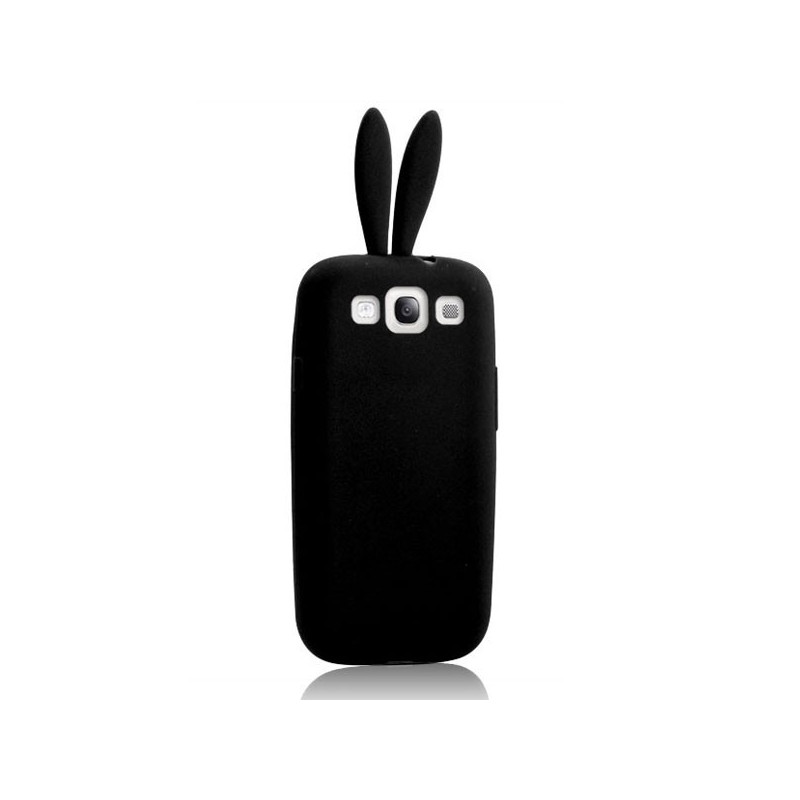 Housse Oreilles de Lapin en silicone pour Samsung Galaxy S3 - Noir