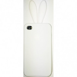 Housse Oreilles de Lapin en silicone pour Apple iPhone 4/4S - Blanc