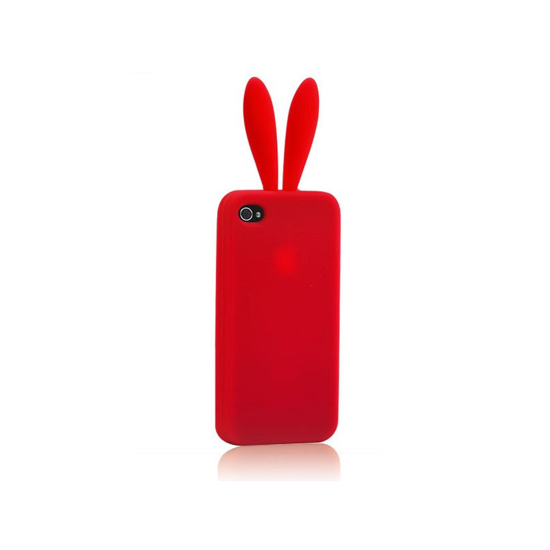 Housse Oreilles de Lapin en silicone pour Apple iPhone 4/4S - Rouge