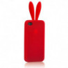 Housse Oreilles de Lapin en silicone pour Apple iPhone 4/4S - Rouge