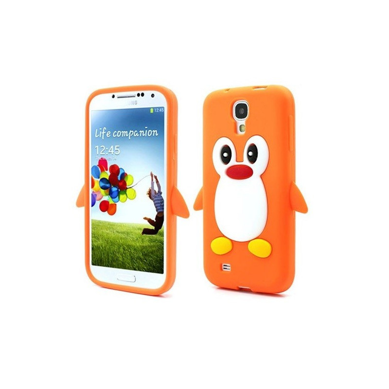 Coque Souple Motif Pingouin en silicone pour Samsung Galaxy S4 - Orange