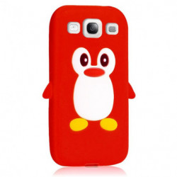 Coque Souple Motif Pingouin en silicone pour Samsung Galaxy S3 - Rouge