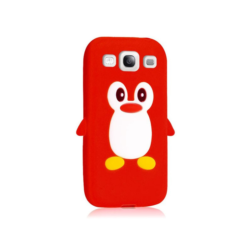 Coque Souple Motif Pingouin en silicone pour Samsung Galaxy S3 - Rouge