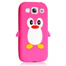 Coque Souple Motif Pingouin en silicone pour Samsung Galaxy S3 - Rose Fluo