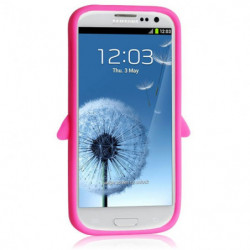Coque Souple Motif Pingouin en silicone pour Samsung Galaxy S3 - Rose Fluo
