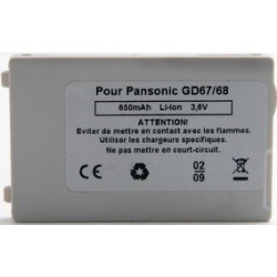 Batterie compatible 650 mAh pour Panasonic GD67/GD68